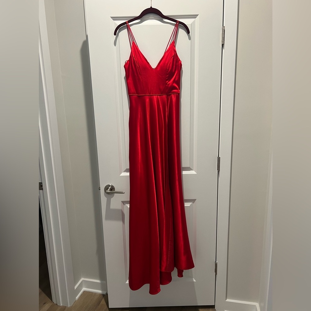 Red Slit Dress - Picture 2 of 6